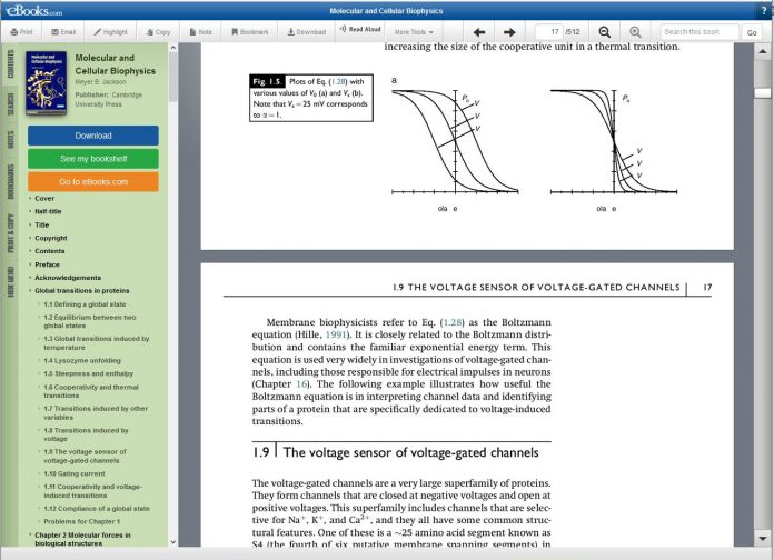 eBooks.com's Online Reader Interface