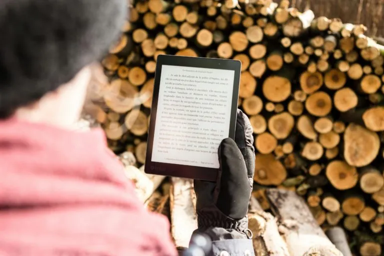 Person holding an ebook tablet