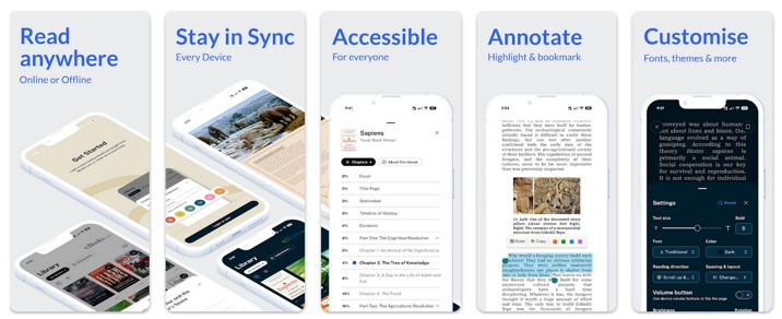 Screen shots of eBooks.com app